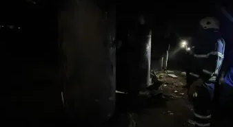 Isparta TOKİ İnşaatında Gece Yangını